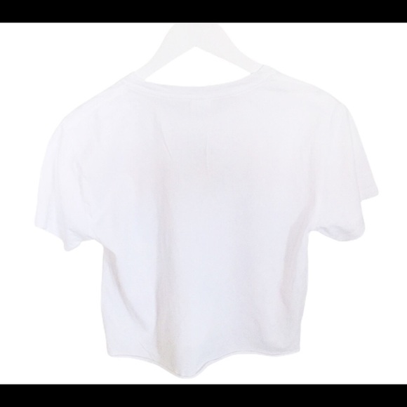 PINK Victorias Secret Pocket Crop Top/Tee With Pink Graphic Print Ivory Sz Small - Picture 10 of 11